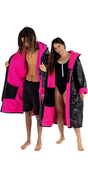 2026 Dryrobe Advance Albornoz De Manga Larga DALSV3 - Camuflaje Negro / Pink